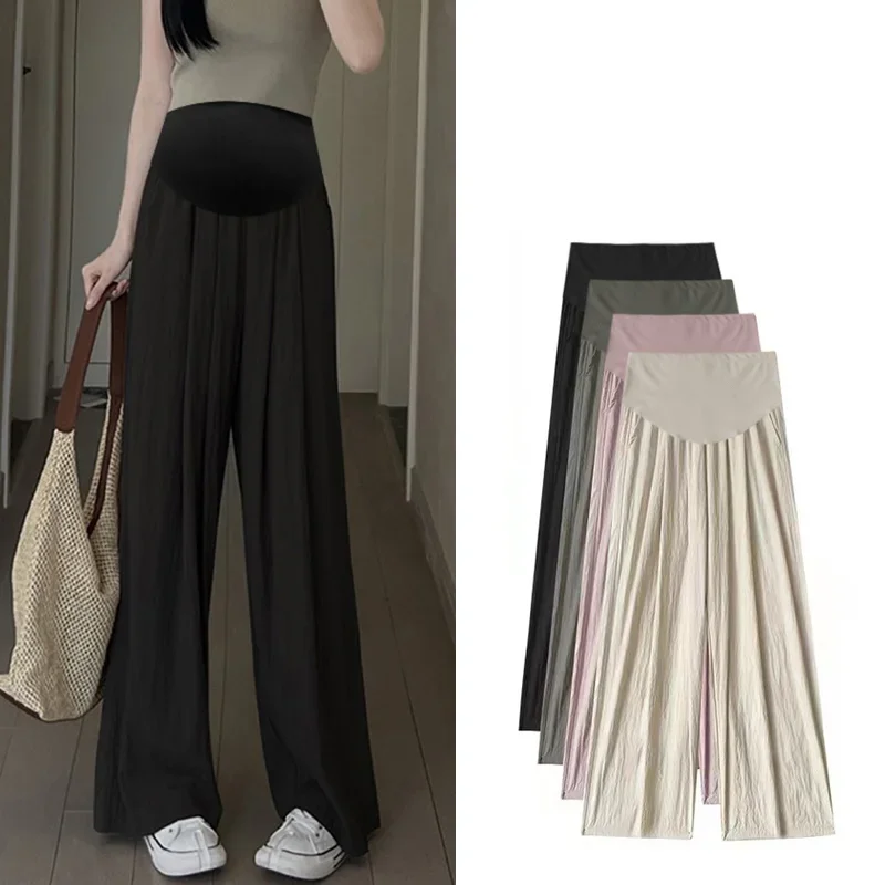 Pantalón premamá de pierna ancha, largo y suelto para verano - imagen 5