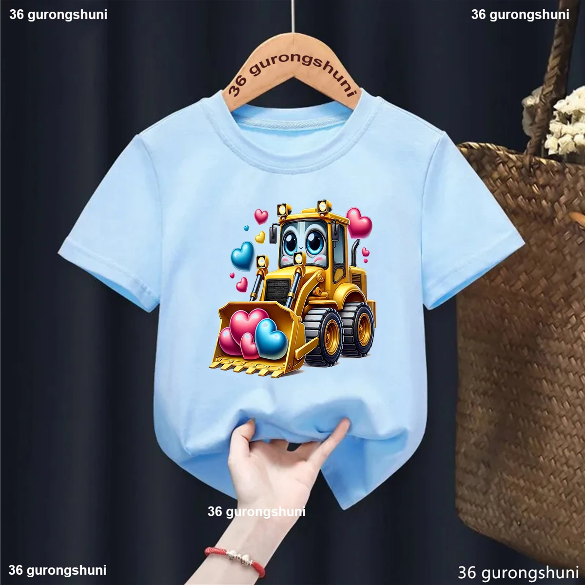 Camiseta estampado excavadora para niño y niña – Verano Kawaii - imagen 5
