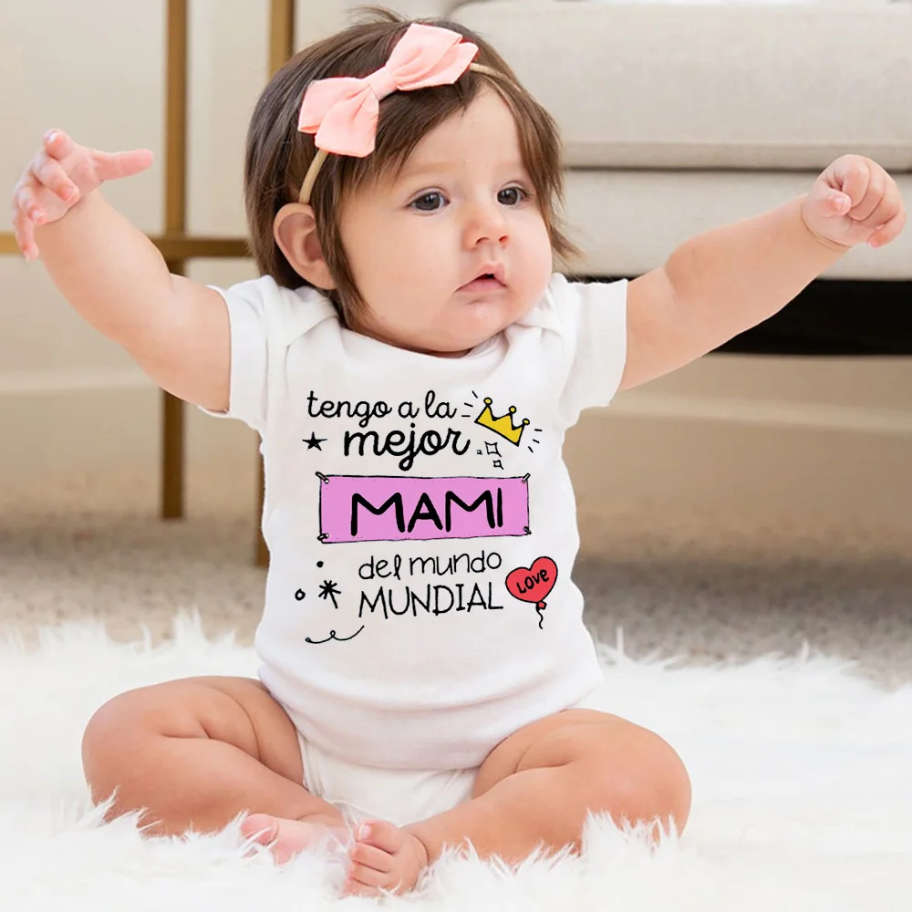 Body bebé manga corta algodón estampado mensaje mamá regalo verano - imagen 4
