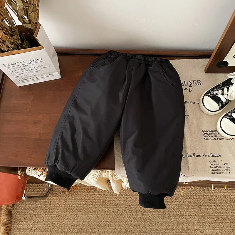 Pantalones acolchados de invierno para niños y niñas, térmicos