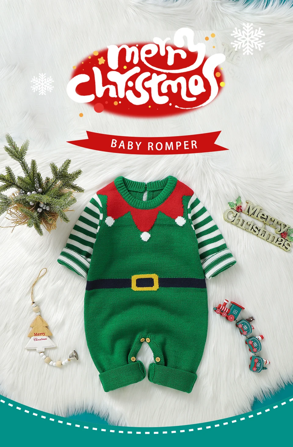 Pelele rojo con capucha de Papá Noel para bebé