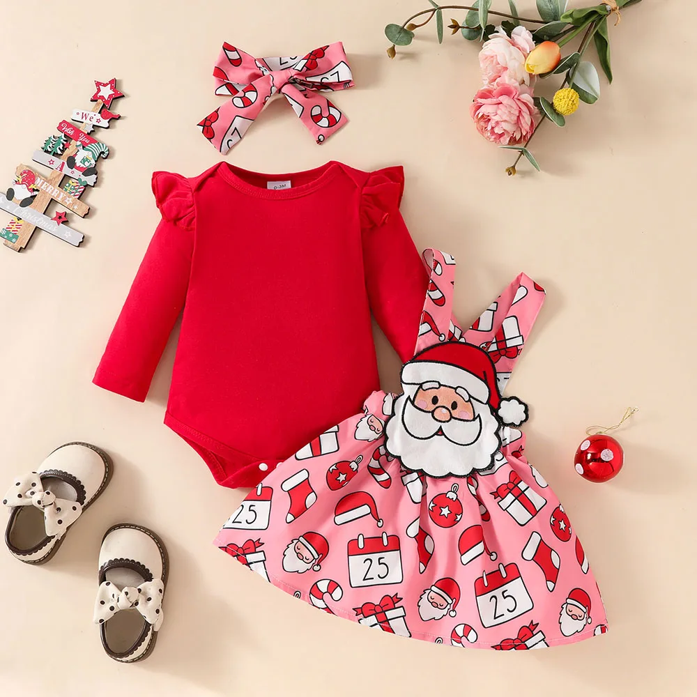 Milangel traje navideño bebé con vestido Santa y diadema - imagen 2