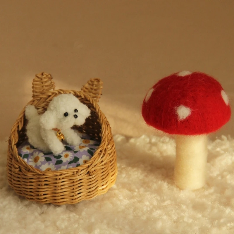 Cesta de mimbre para casa de muñecas – Decoración infantil - imagen 2