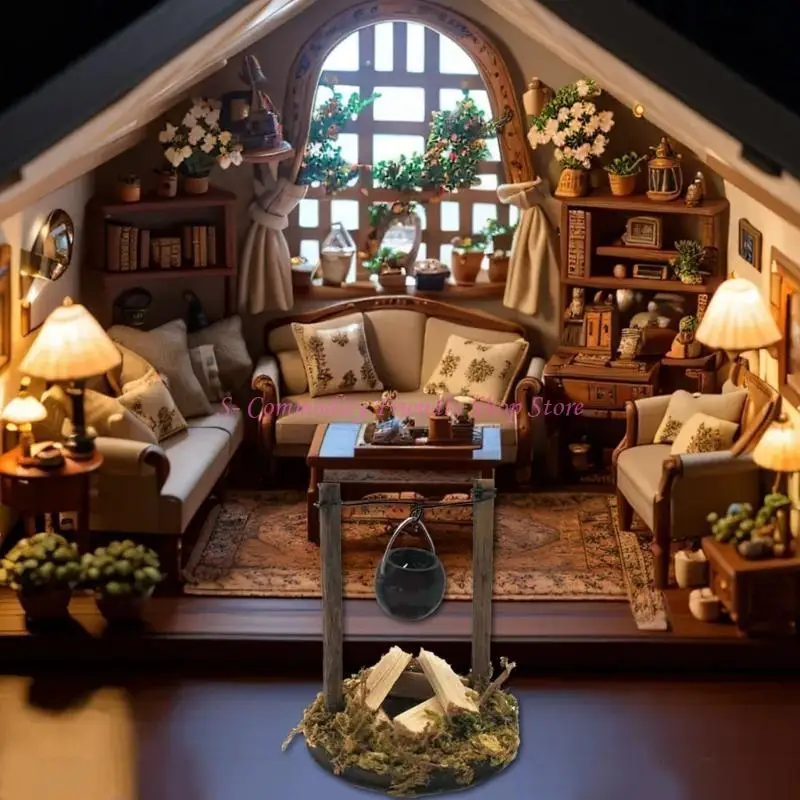 85AE Decoración colgante para casa de muñecas jardín con estufa - imagen 3