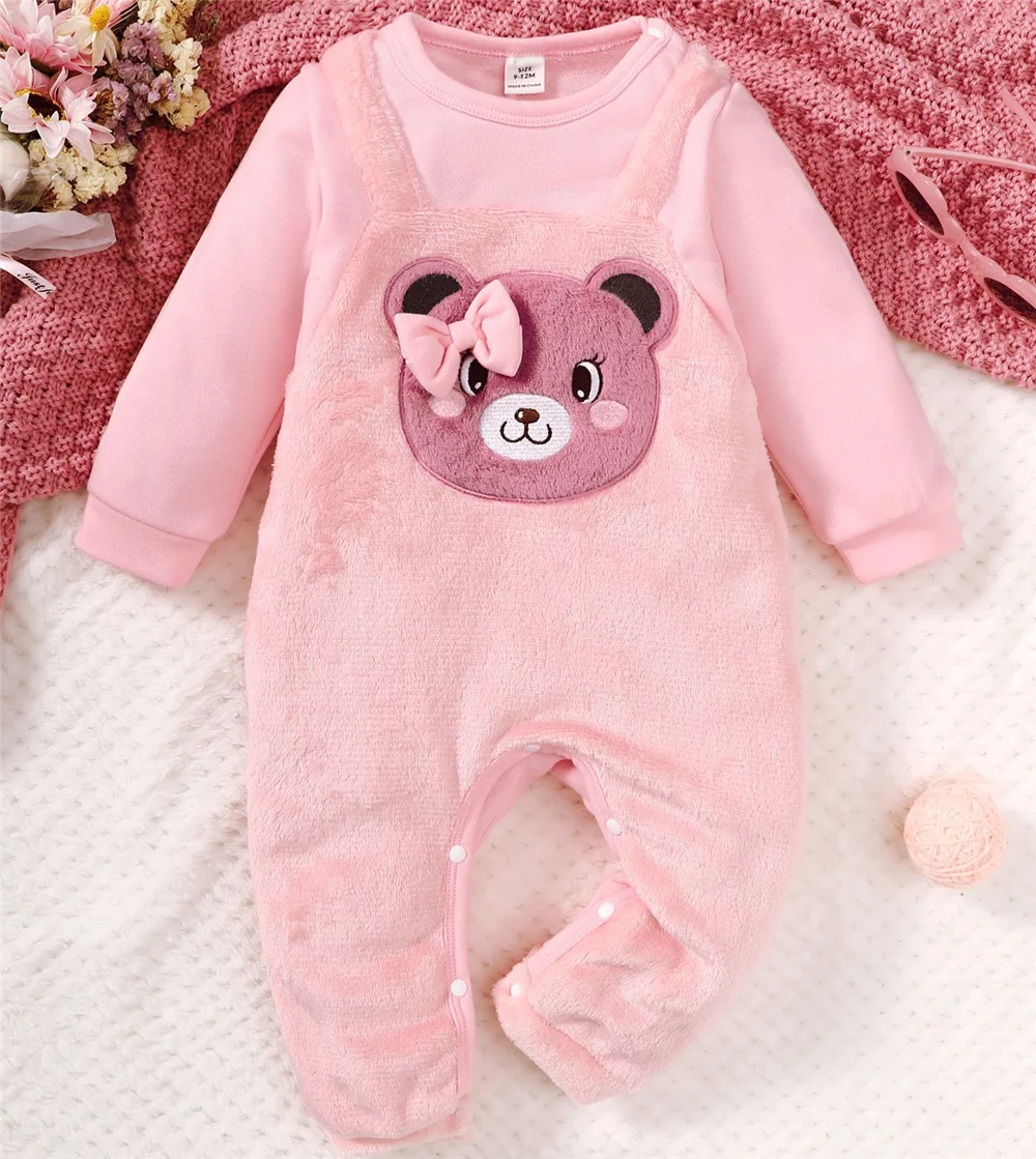 Pelele oso rosa de manga larga para niña - imagen 2
