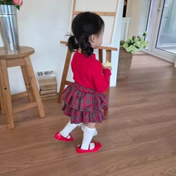 Falda pantalón a cuadros con volantes estilo tutú para bebé niña