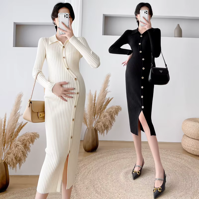 Vestido maternity ajustado de punto para otoño invierno - imagen 5