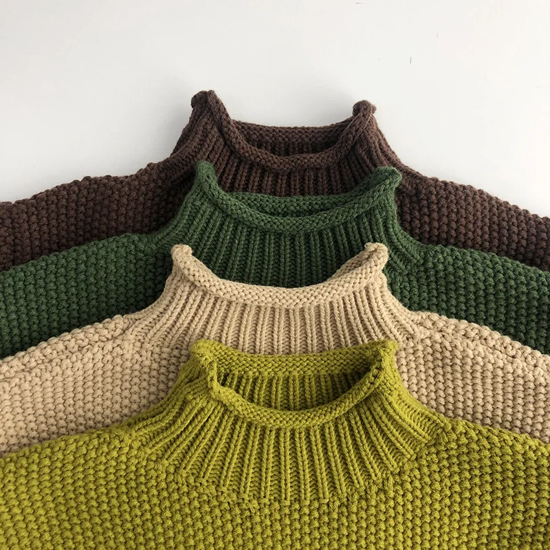 Jerséis de punto de invierno para niños – Cuello alto vintage - imagen 2