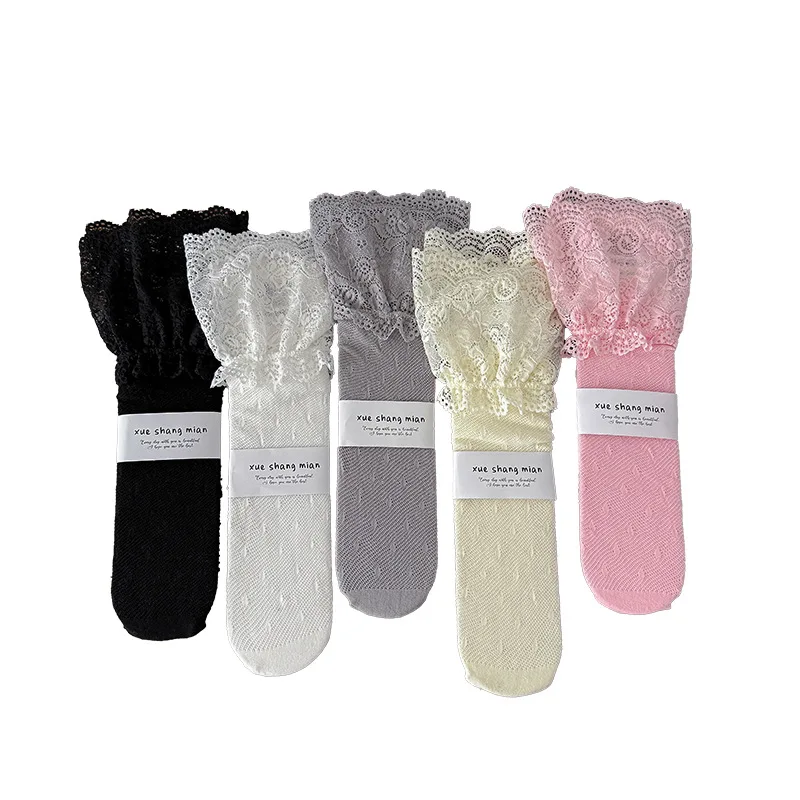 Calcetines altos de ballet con encaje fino y volantes para niñas - imagen 2