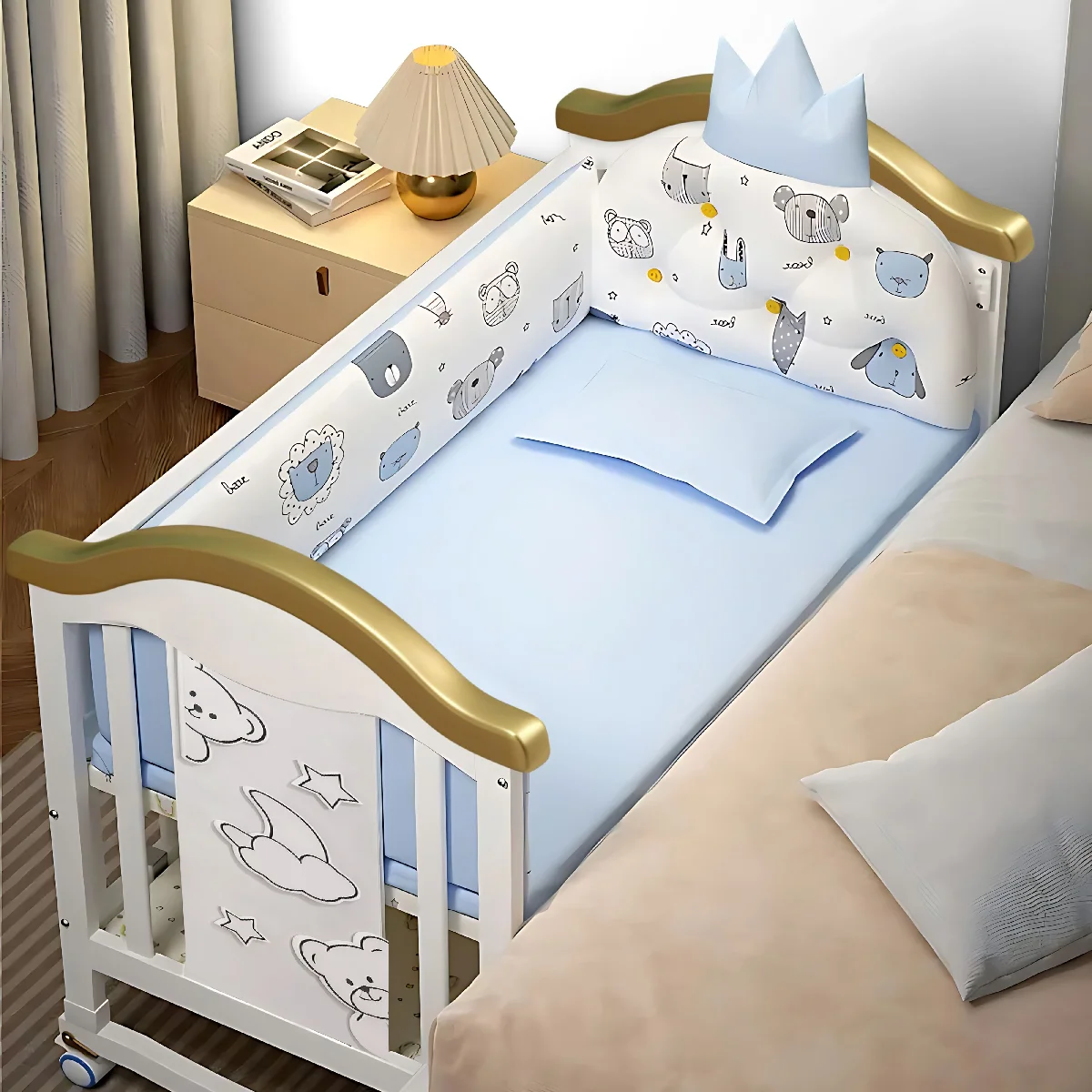 Cuna de madera multifuncional con móvil para recién nacido y niño - imagen 5