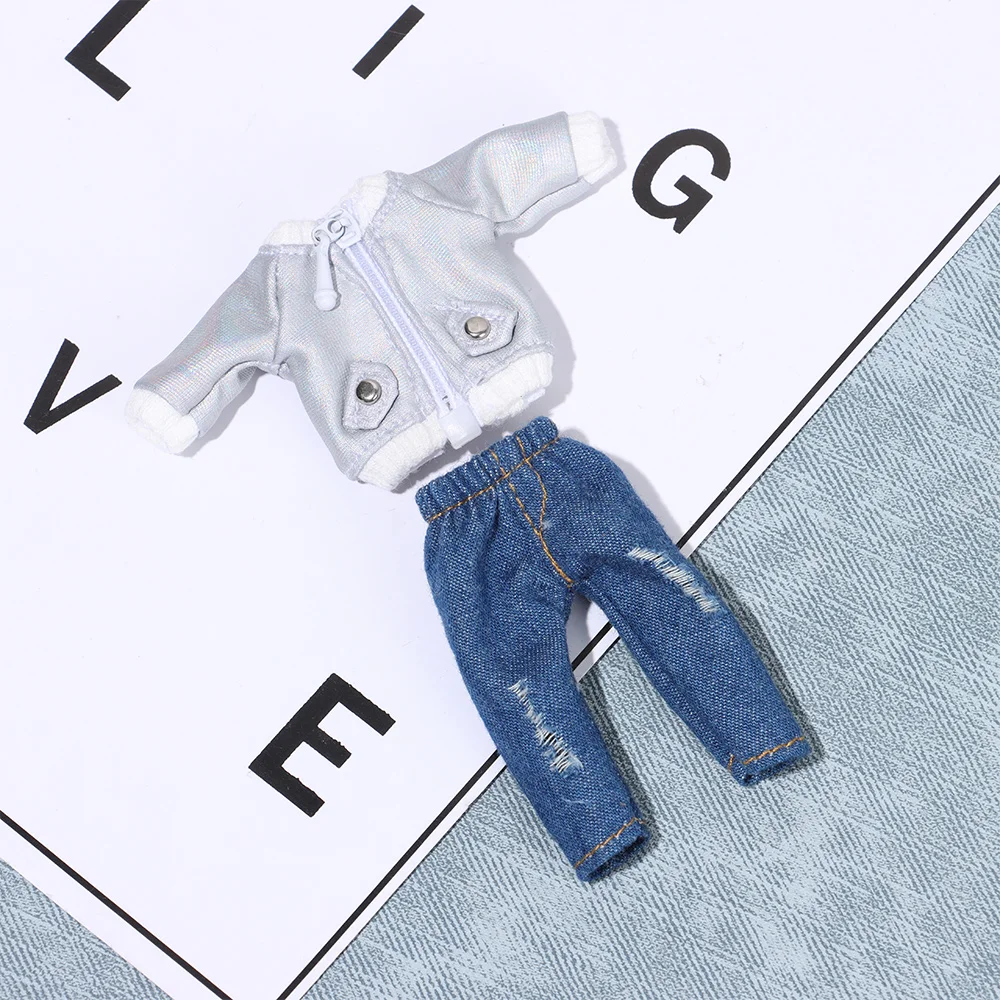 Conjunto para muñeca BJD: chaqueta con remaches y falda estampada - imagen 3