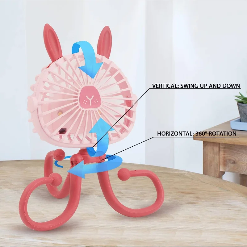 Mini ventilador portátil para cochecito con diseño de conejito - imagen 5