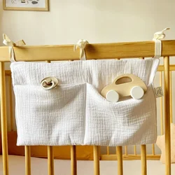 Organizador de cabecera cama bebé – Bolsa algodón doble ropa juguetes