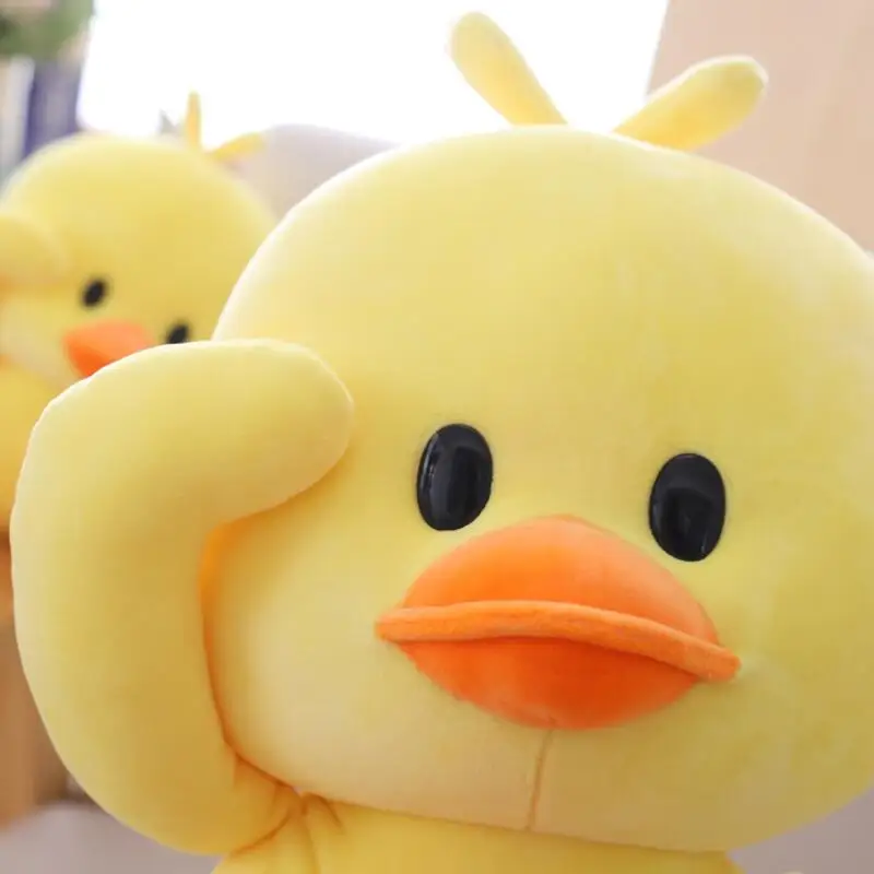 Pato de peluche con textura esponjosa