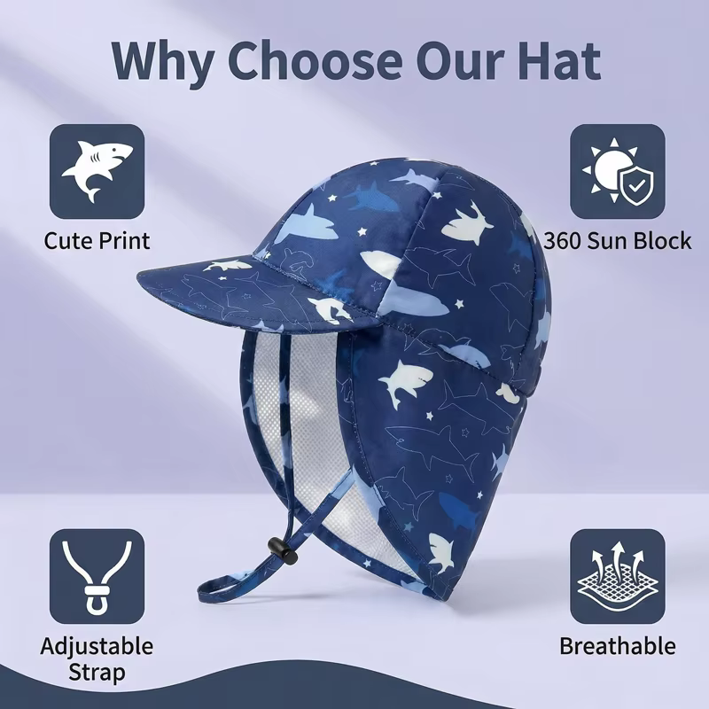 Gorro bebé protección solar con cuello, estilo verano - imagen 2