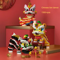 Bloques de construcción creativos - Juguete de danza del león en miniatura