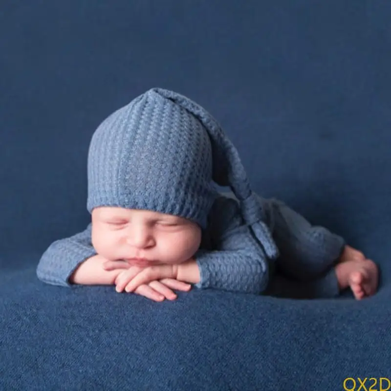 Conjunto de bebé pelele de punto con gorro tipo turbante - imagen 3