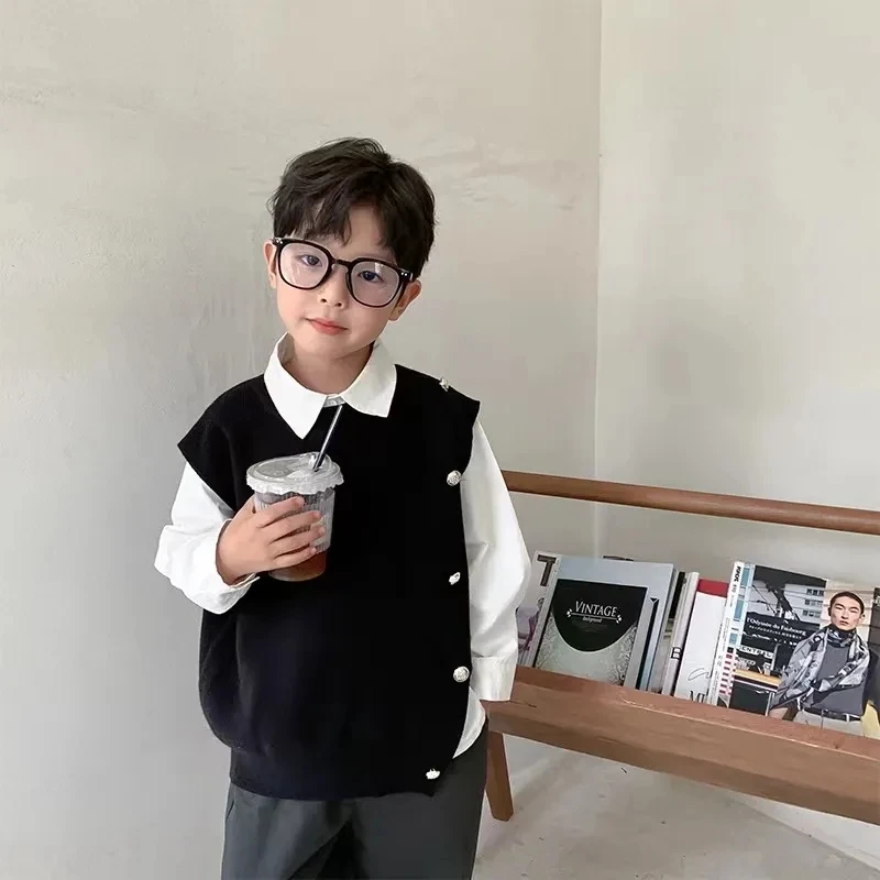 Chaleco de punto infantil – cuello redondo, ligero en primavera - imagen 4