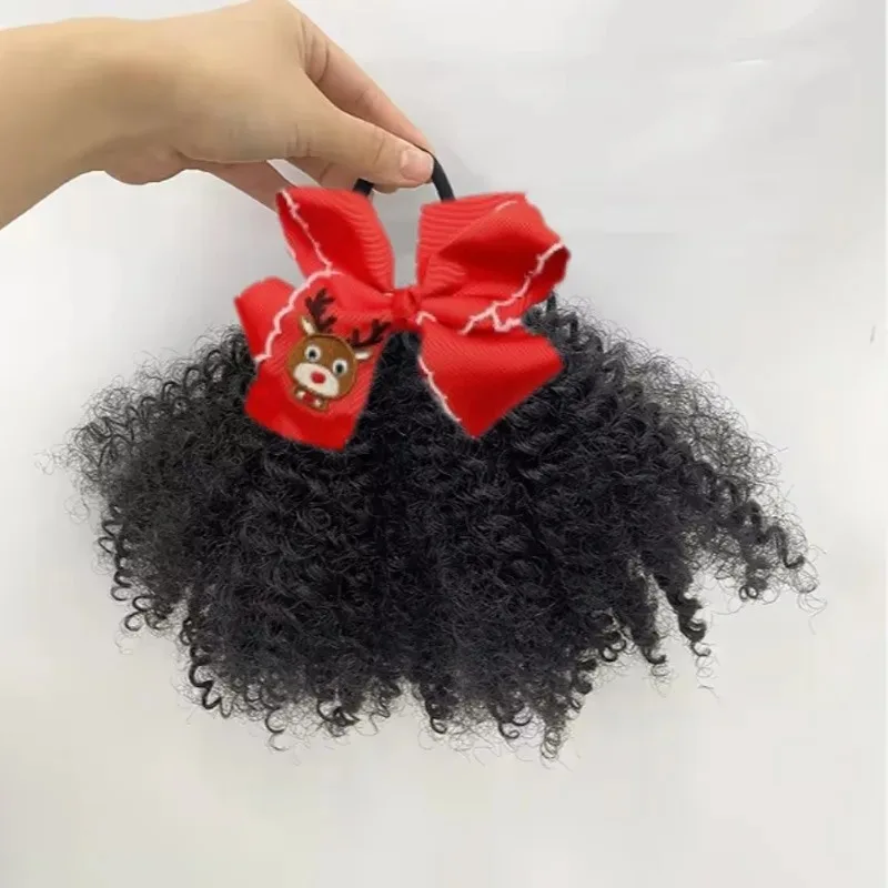 Coletas afro con lazo brillante para niñas - Extensiones Kinky Marley - imagen 3