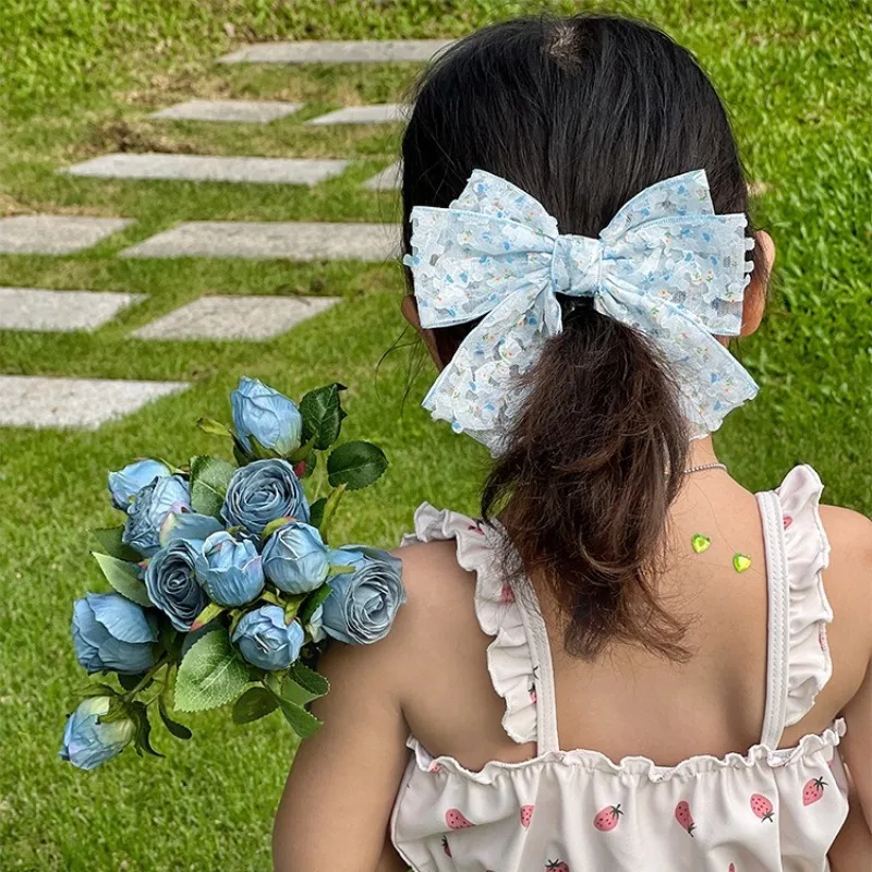 Pinzas de pelo con lazo floral para niñas – pasadores delicados - imagen 3