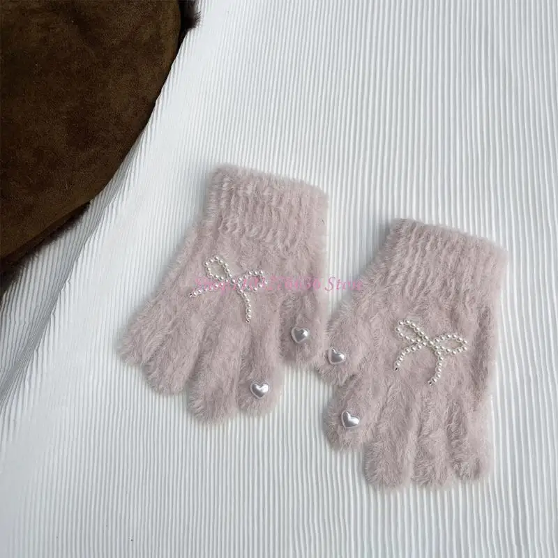 Guantes tejidos vista frontal con lazo