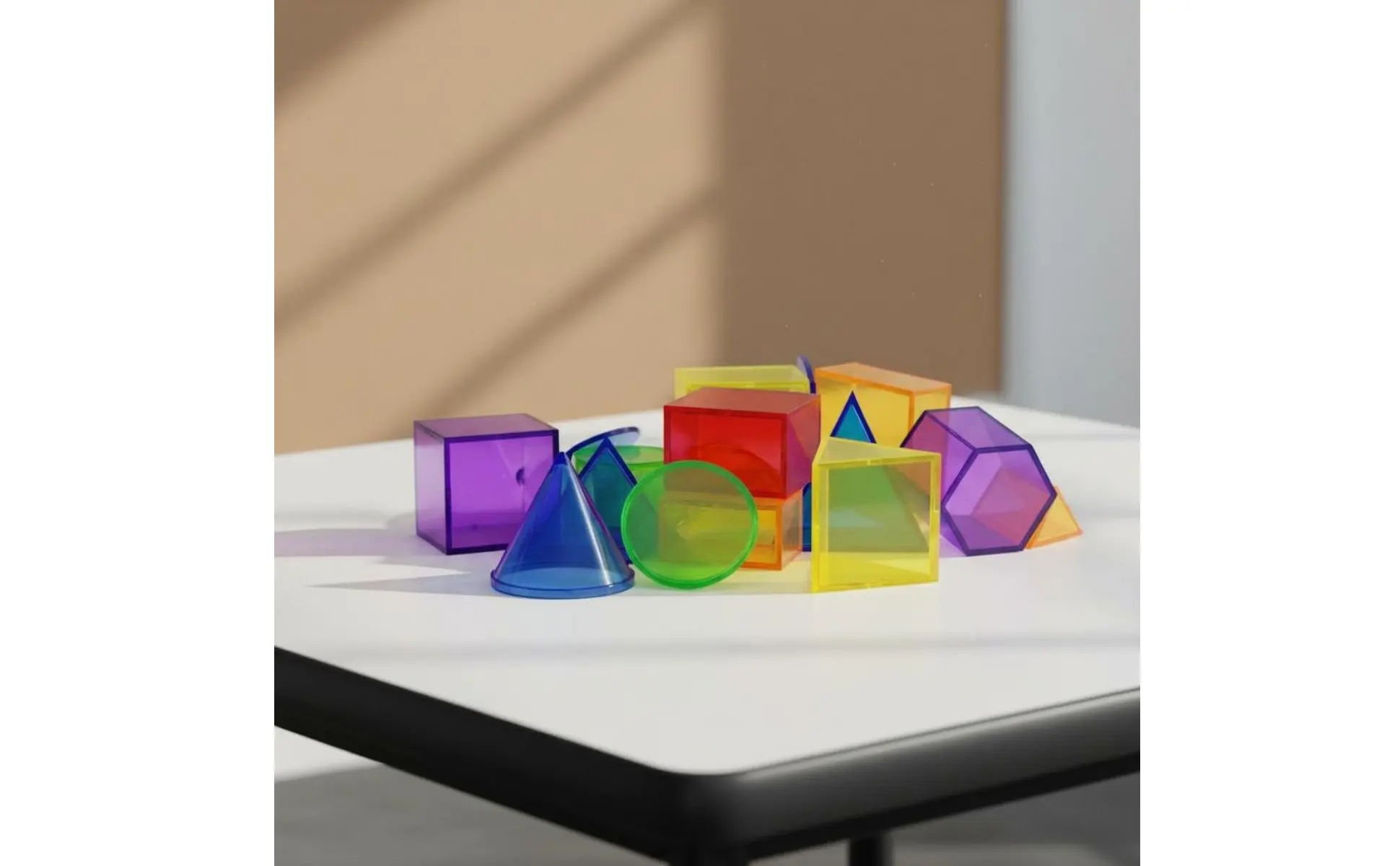 Modelos geométricos sólidos transparentes con acabado claro