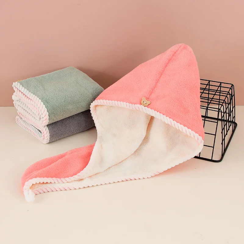 Gorro toalla para secado rápido del cabello, doble capa absorbente - imagen 5