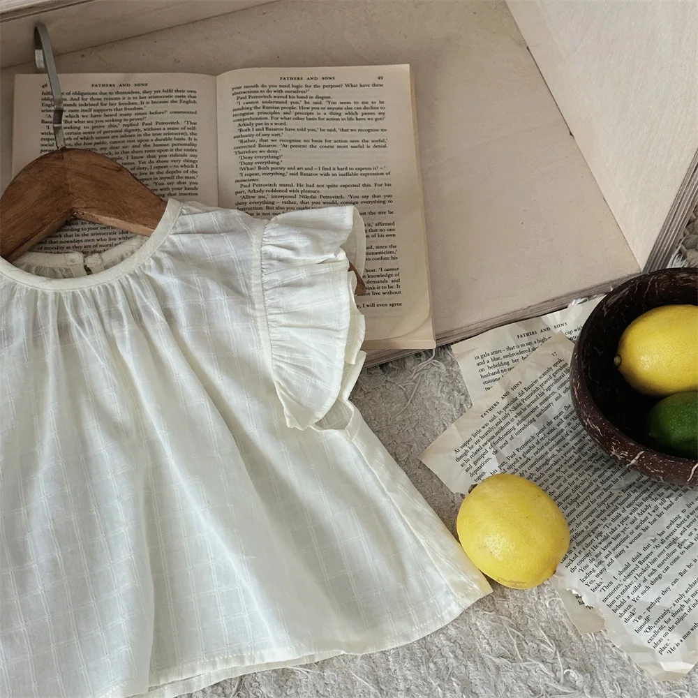 Camisa de verano para niña con manga acampanada estilo básico - imagen 3