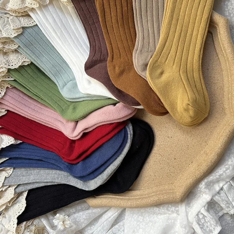 Calcetines largos de algodón suave para niñas y niños - Encaje floral - imagen 4
