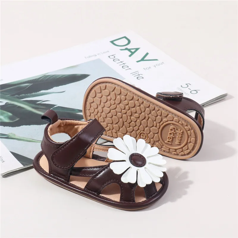 Sandalias de bebé con flores, suela flexible goma, verano niña - imagen 4