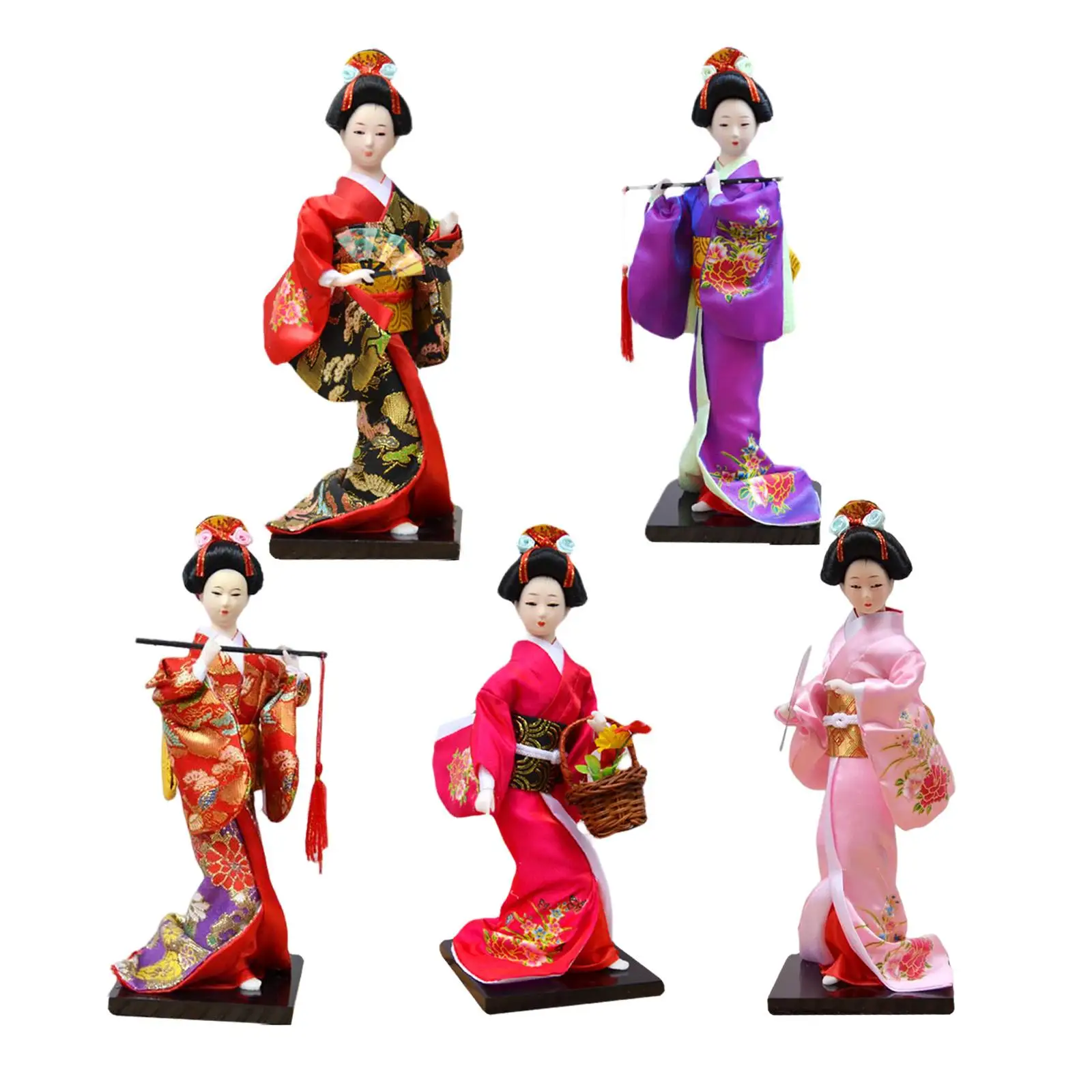 Muñeca geisha decorativa estilo kabuki antiguo para escritorio - imagen 2