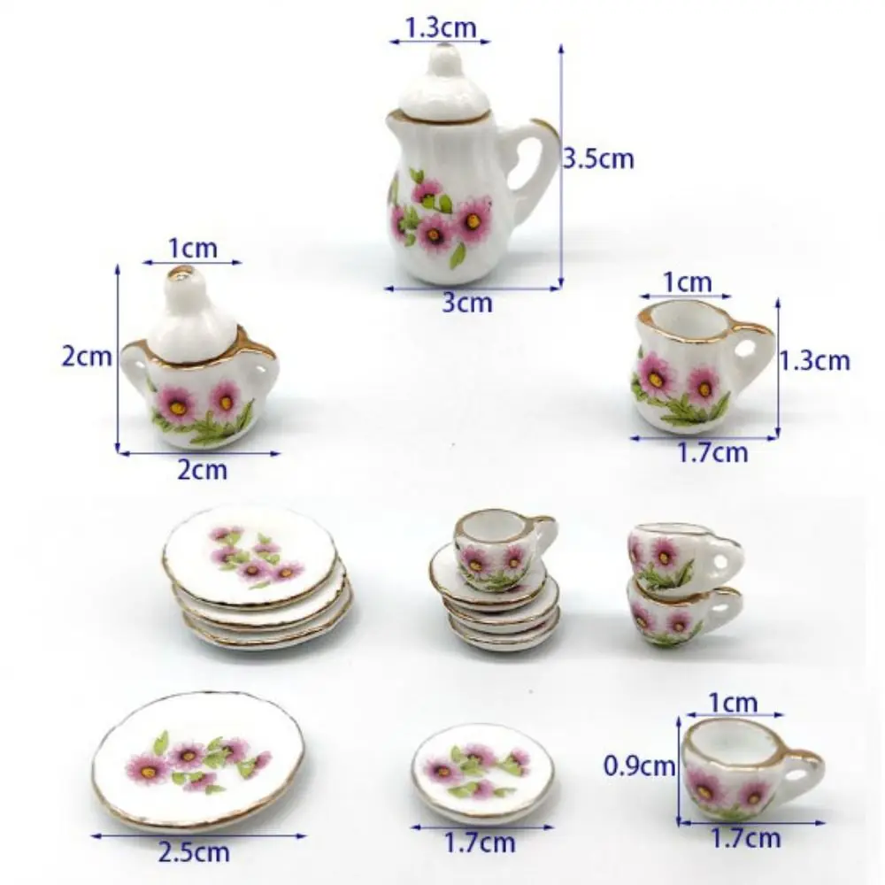 Mini juego de té de cerámica para casa de muñecas