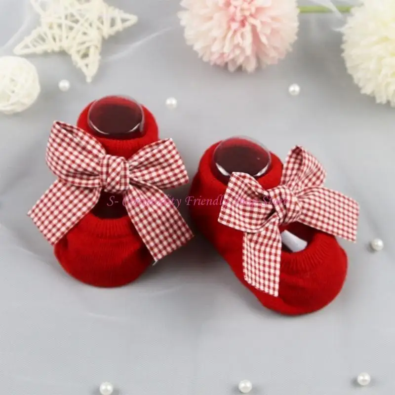 Calcetines rojos navideños para recién nacidos, suaves y cómodos