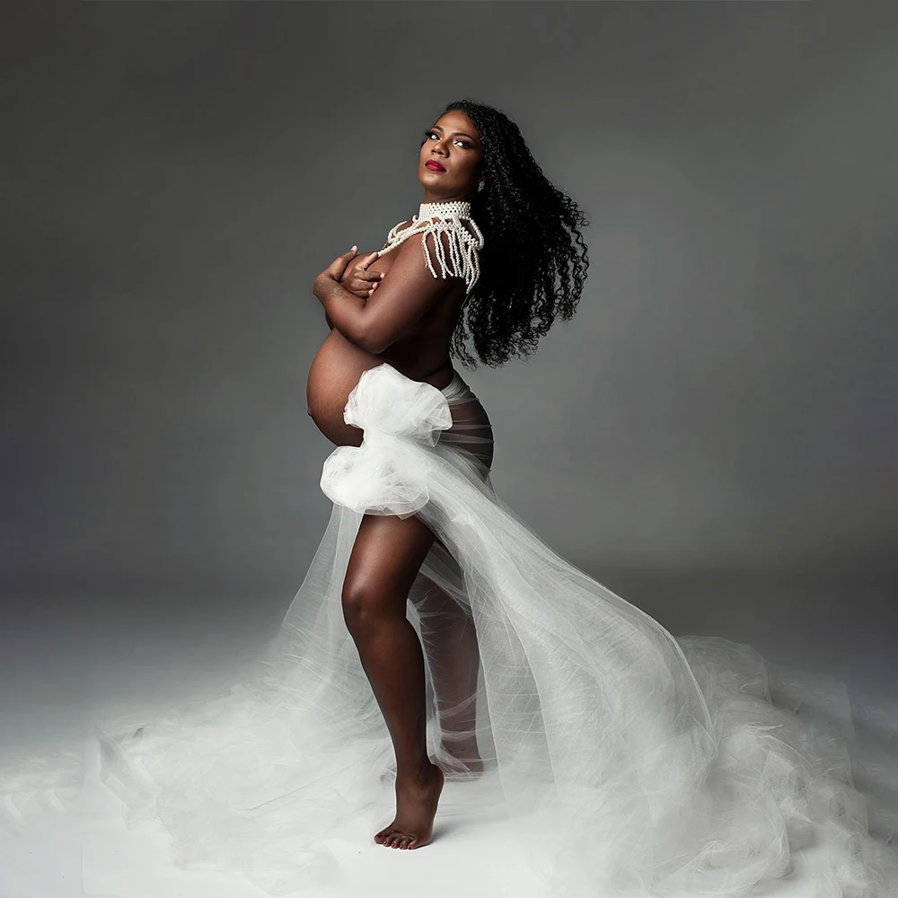 Vestido de maternidad malla con lazo para sesión fotográfica - imagen 3