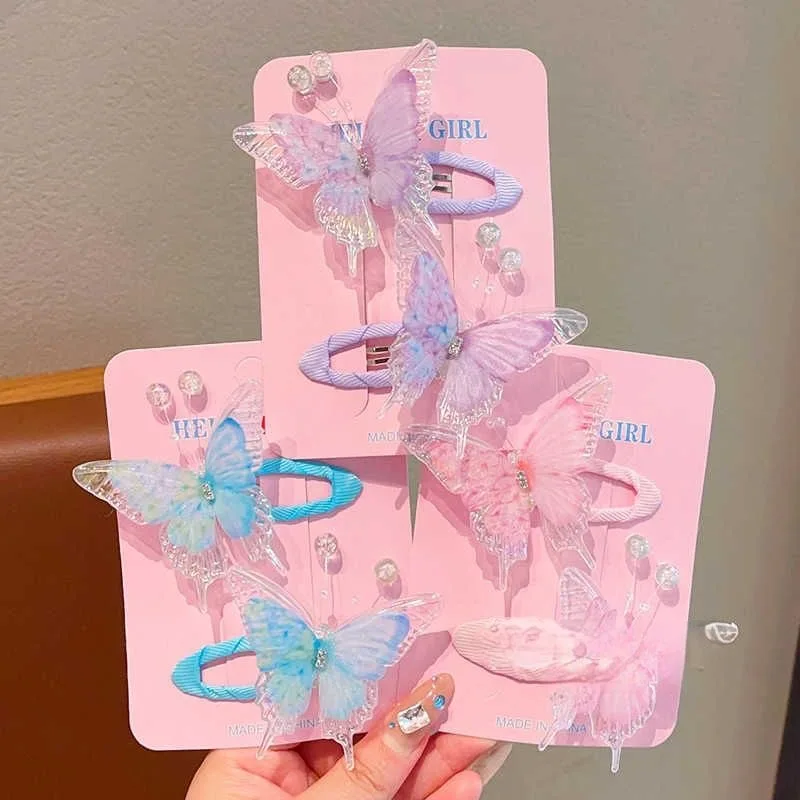 Pasadores para el pelo de niña con mariposas para flequillo dulce - imagen 4