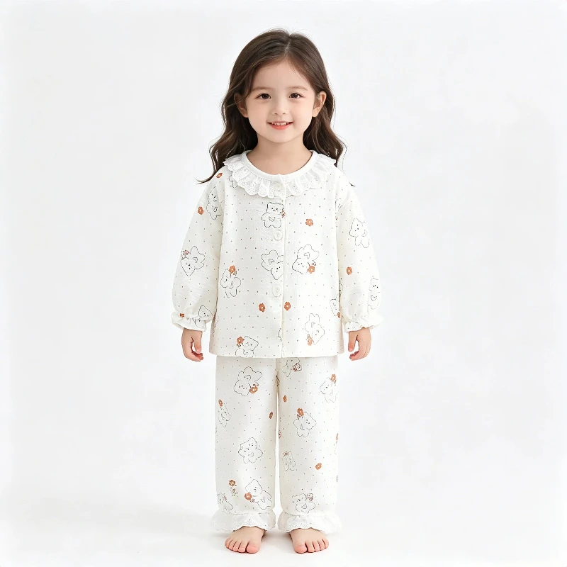 Pijama de verano para niña estilo princesa, manga larga