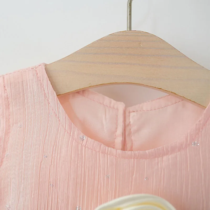 Vestido de verano sin mangas para niña con sombrero de flores - imagen 4