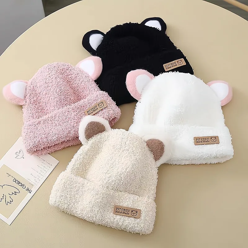 Gorro con orejeras de punto para bebé con protección de cuello - imagen 3