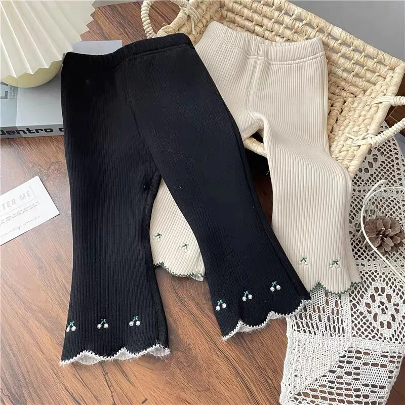 MILANCEL Pantalones acampanados de lana bordados cereza para niño - imagen 5