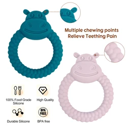 Mordedor de silicona de bebé conejito tierno para dentición sin BPA