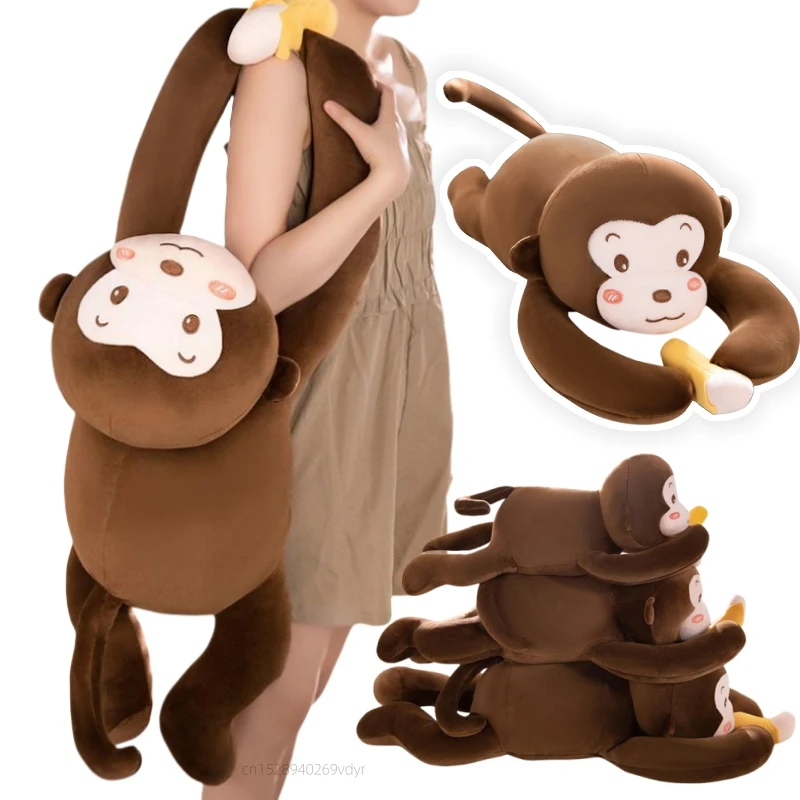 Peluche de mono tumbado largo para niña, suave y decorativo - imagen 5