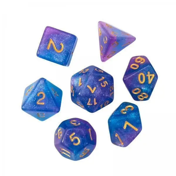 Set de dados poliédricos acrílicos colores vivos