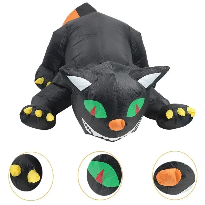Gato inflable Halloween con luz LED integrada y cabeza vibrante - imagen 4