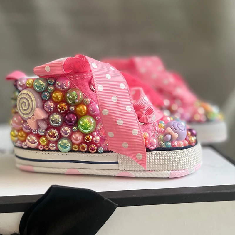 Lollipop Zapatos primeros pasos de lona con suela blanda para niña - imagen 2