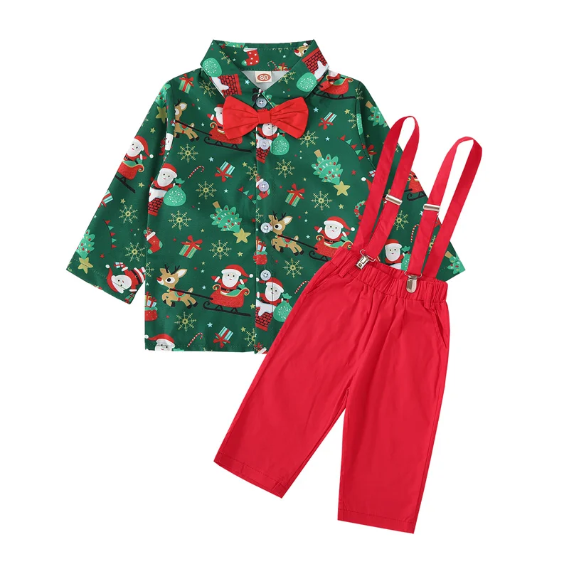 Conjunto navideño de camisa y pantalón de manga larga para niños - imagen 5