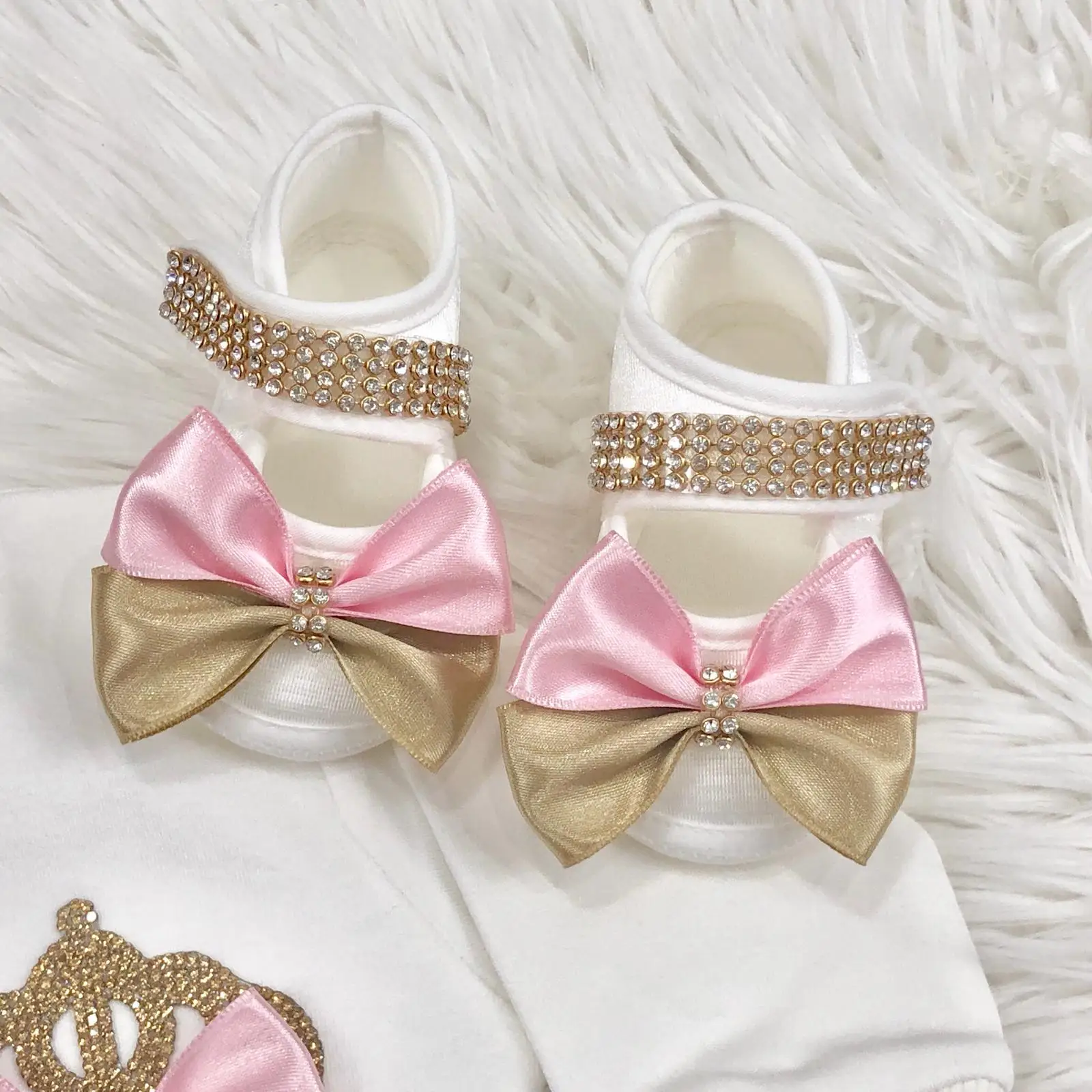 Dollbling mono de algodón para bebé con strass rosa y corona infantil - imagen 3