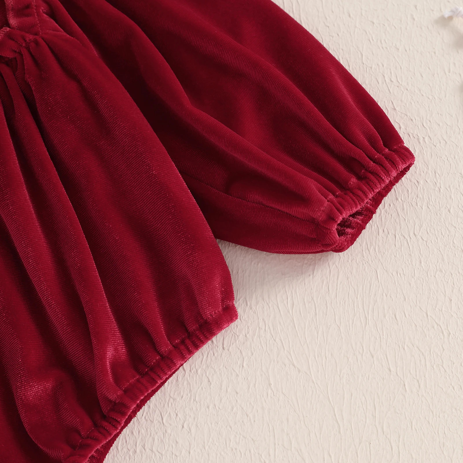 BeQeuewll Pelele de Navidad en terciopelo para niñas con diadema - imagen 5