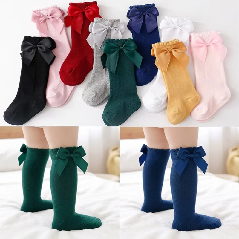 Calcetines altos de algodón para niñas con lazos y estilo vintage - imagen 5