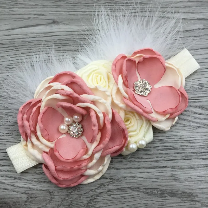 Diadema con flores y perlas para bebé, tocado de princesa