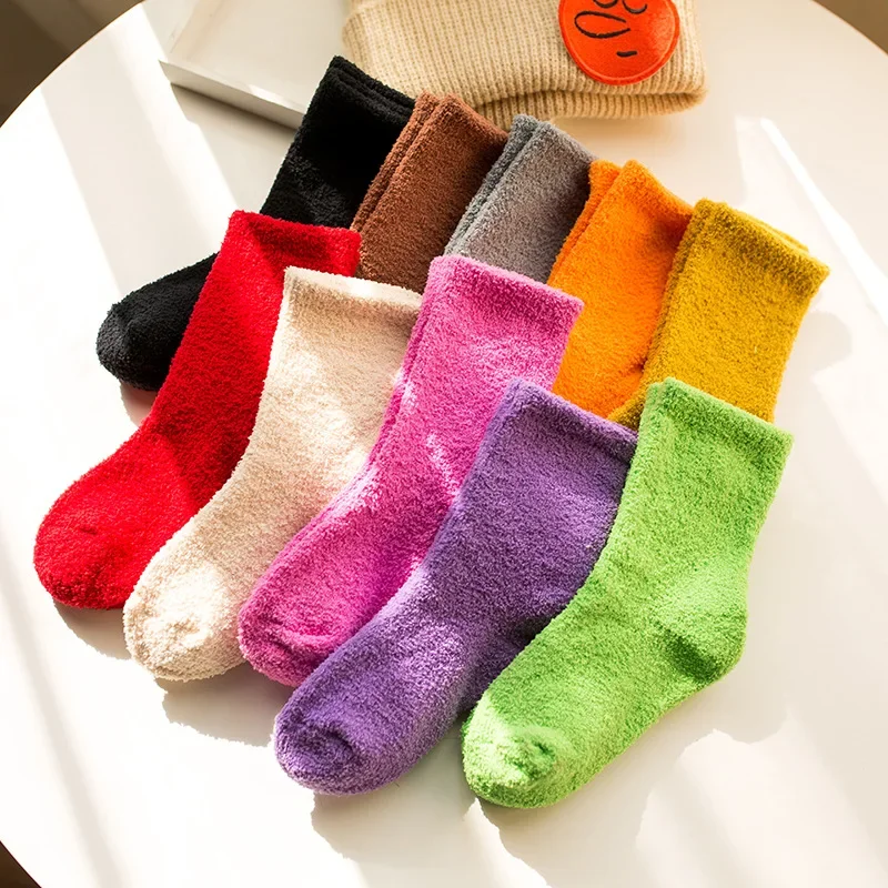 Calcetines gruesos de invierno algodón lana color coral para niños - imagen 3